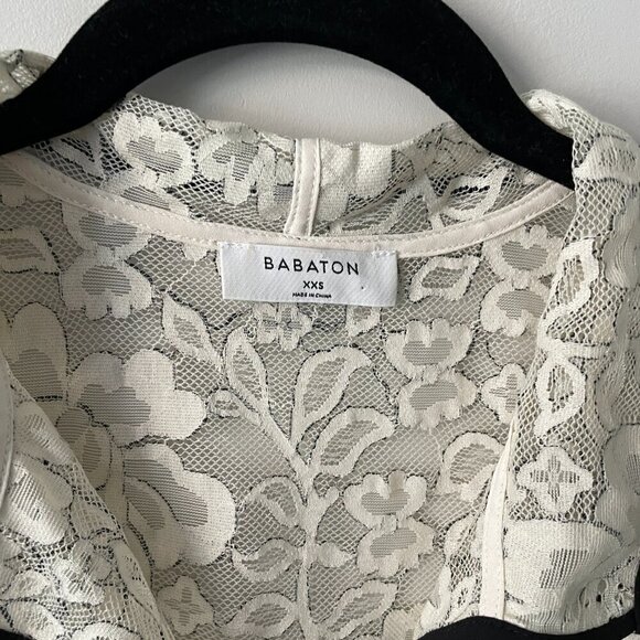 Aritzia Babaton Floral Lace Long Sleeve Casual Sheer Blouse White Black XXS - Picture 5 of 8